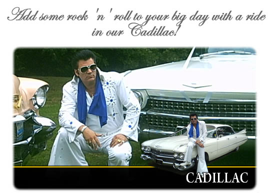 Cadillac with Elvis lookalike chauffeur
